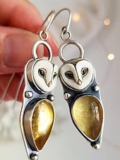 voordelige Damesoorbellen-Vintage uilenoorbellen voor dames, zilverkleurige legering dierensieraden, boho natuurgeïnspireerde hangende oorbellen voor volwassen vrouwen, zomerse casual kleding, tuinfeest, reiscadeau
