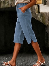  Per donna Jeans Shorts Pantaloncini Burmuda Pantaloni Corti Moda Lunghezza al polpaccio Vita Alta Classico Comodità Elasticizzato Vacanza Formale Blu marino Blu chiaro Grigio Estate Primavera