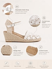 economico Sandali espadrilles-Sandali espadrillas con zeppa da donna, comodi sandali estivi con cinturino alla caviglia, perfetti per invitate a matrimoni, vacanze al mare e outfit eleganti.