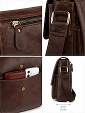 economico Borselli da uomo-Borsa a tracolla vintage da uomo in pelle, borsa a spalla multi-scomparto con tracolla regolabile per lavoro, viaggi e uso quotidiano.