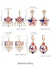 tanie Akcesoria-patriotyczne kolczyki pamiątkowe damskie, stop 4 lipca &amp;Kolczyki wiszące America 250, wielokolorowe, czerwono-biało-niebieskie, efektowne, na paradę, przyjęcie