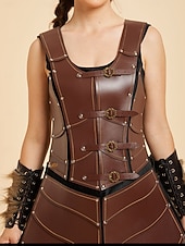 cheap Dresses-Medieval Renaissance Dress Armor Vest Warrior Shieldmaiden Barbarian Fancy Dress Women's Viking Fantasy Halloween Carnival Performance LARP Ren Faire Adults' Dress