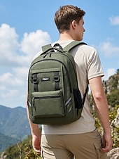baratos Mochilas de Faculdade-Mochila escolar masculina impermeável, bolsa para laptop de grande capacidade com vários compartimentos, mochila resistente de poliéster com faixa refletora, mochila de viagem multicolorida para