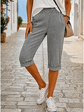  Per donna Jeans Pantaloni capri Pantaloncini Burmuda Moda Lunghezza al polpaccio Vita Alta Semplice Classico Comodità Elasticizzato Casuale Quotidiano Vacanza Nero Grigio Estate Primavera