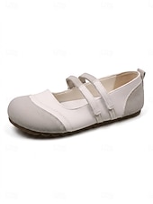 cheap Women's Flats-Women's Comfortable Round Toe Mary Jane Flats - Suede Patchwork Walking Shoes with Double Straps for Casual Daily Wear &amp; Office Work