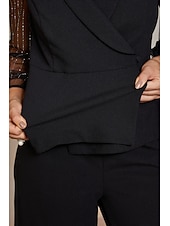  Women's Blouses Lapel Long Sleeve Illusion Sleeve Lantern Sleeve Elegant Casual Daily Mother Of The Bride Wedding Guest with Stretch Fabric Glitter Combo Black