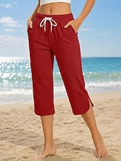preiswerte Sportliche Shorts-Damen Caprihose Lässig Wadenlang Natürliche Taille Einfach Komfort Hohe Elastizität Urlaub Blau Violett Dunkelblau Pfauenblau Sommer Frühling Normale Passform
