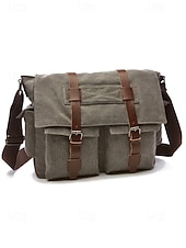 cheap Men's Bags-Men's Vintage Canvas Messenger Bag, Multi-Color Large Capacity Crossbody Shoulder Bag with Multiple Pockets for Work, Travel, Daily Commute