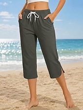 preiswerte Sportliche Shorts-Damen Caprihose Lässig Wadenlang Natürliche Taille Einfach Komfort Hohe Elastizität Urlaub Blau Violett Dunkelblau Pfauenblau Sommer Frühling Normale Passform