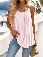 economico Serbatoio Grafico-Per donna Canotta A strisce Grafico A righe Elegante Classico Casual Senza Maniche Girocollo Canotta Top Regolari Casuale Quotidiano Uscire Blu Rosa Verde Estate Primavera