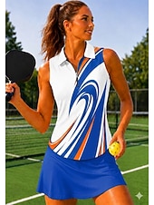 abordables Camisa de Mujer-Mujer Geométrico Tops Camisa deportiva Camisas de polo Camiseta de tenis Sin Mangas Cremallera Floral UPF50+ Resistente a los rayos UV Alta elasticidad Dispersor de humedad Transpirable Voleibol