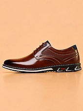 abordables Zapatos Informales con Cordones-Hombre Oxfords Zapatos Derby Zapatos de Paseo Casual Diario Oficina y carrera Cuero PU Cómodo Cordones Corteza marrón Negro Primavera Otoño