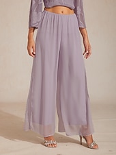 economico Pantaloni a gamba dritta-Per donna Gamba larga Pantaloni a gamba dritta Elegante Lunghezza intera Vita media Fascia Elastica Elasticizzato Casuale Quotidiano Vacanza Lilla Estate Primavera Autunno