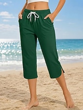 preiswerte Sportliche Shorts-Damen Caprihose Lässig Wadenlang Natürliche Taille Einfach Komfort Hohe Elastizität Urlaub Blau Violett Dunkelblau Pfauenblau Sommer Frühling Normale Passform