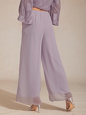 economico Pantaloni a gamba dritta-Per donna Gamba larga Pantaloni a gamba dritta Elegante Lunghezza intera Vita media Fascia Elastica Elasticizzato Casuale Quotidiano Vacanza Lilla Estate Primavera Autunno