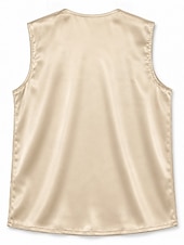 economico Bluse Semplici-Per donna Camicia camicetta di raso Semplice Elegante Lavoro Casual Senza Maniche Scollo a V Top Regolari Quotidiano All'aperto Champagne Estate