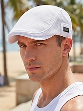 cheap Men's Hats-Men's Breathable Mesh Flat Cap Hat, Adjustable Polyester Summer Hat, Lightweight Casual Classic Travel Headwear, Multi-Color Summer Outdoor Sun Protection Cap