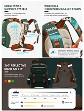 cheap Kids &amp; Teen Backpacks-Kids School Backpack, Waterproof Polyester Large Capacity Bookbag with Multiple Compartments, Adjustable Straps, Breathable Back Panel, Reflective Safety, Green Beige for Boys and Girls Back to School