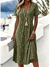 economico Abiti floreali-Per donna Abito Midi Vestito T-Shirt Abito a trapezio Vacanza Casual Boho Spiaggia Vestibilità regolare Ombre Floreale Grafico Manica Corta Scollo a V Blu Rosa Viola Arancione Estate Primavera