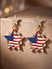 tanie Akcesoria-patriotyczne kolczyki pamiątkowe damskie, stop 4 lipca &amp;Kolczyki wiszące America 250, wielokolorowe, czerwono-biało-niebieskie, efektowne, na paradę, przyjęcie