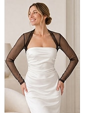 preiswerte Wraps für Hochzeitsgäste-Schals Damenumhang Elegant Rein Sonnenschutz Langarm Tüll Hochzeit Schals Mit Unifarbe Für Party Frühling &amp; Sommer