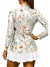 economico Camicia Donna-Per donna Floreale Top Maglietta sportiva Maglia da tennis Manica Lunga Cerniera Floreale UPF50+ Resistente ai Raggi UV Alta elasticità Traspirante Pallavolo Tennis Golf Collo Alto Collo con zip