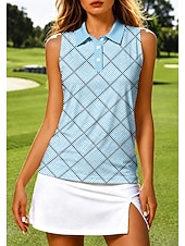 baratos Camisa Feminina-Mulheres Xadrez Quadrados Tops Camisa Esportiva Camisa polo de caminhada Regata Sem Manga Floral Botões UPF50+ Resistente a UV Elasticidade Alta Pavio Humido Respirável Voleibal Tênis Golfe Colarinho