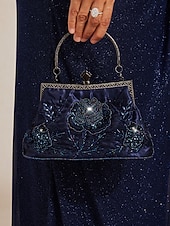 preiswerte Taschen-Women's Clutch Evening Bag Wristlet Shoulder Bags Polyester Party Wedding Party Beading Embroidery Chain Large Capacity Multi Carry Solid Color Flower Black Blue Green
