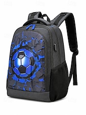 abordables Sacs à dos pour Enfants et Adolescents-Ensemble sac à dos de football pour garçon, sac d'école imperméable en polyester avec trousse, grand sac à dos à compartiments multiples, imprimé football bleu et noir pour l'école, les voyages, le