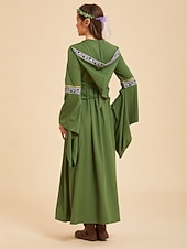 preiswerte Kleid-Mittelalterlich Renaissance Kleid Ausgefallene Kostüme Hexe Wikinger Kostüm Damen Keltisch Fantasie Halloween Karneval Leistung LARP Renaissance-Messe Erwachsene Kleid