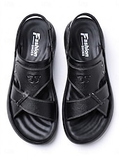 abordables Men-Men's Beach Vacation Open Toe Sandals, Adjustable Strap Casual Summer Shoes, Comfortable Non-Slip Sandals for Resort, Seaside Walking