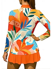 economico Camicia Donna-Per donna Geometrico Floreale Top Maglietta sportiva Maglia da tennis Manica Lunga Cerniera Floreale UPF50+ Resistente ai Raggi UV Alta elasticità Traspirante Pallavolo Tennis Golf Colletto Collo Alto