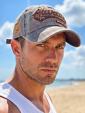 cheap Men's Hats-Men's Washed Cotton Baseball Cap, Adjustable Summer Hat, Lightweight Casual Travel Outdoor Hat, Vintage Urban Style, Multi-Color Cotton Cap for Summer Wear