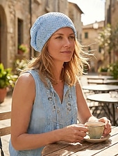 preiswerte Hüte für Damen-Gehäkelter Sommerhut für Damen, aus luftigem Polyester, faltbarer Sonnenhut im Boho-Stil, ideal für Strandurlaub und Freizeit, mehrfarbig und leicht. &amp;atmungsaktiv