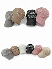 baratos Chapéus Femininos-Boné de beisebol feminino de crochê, chapéu de verão respirável em malha de poliéster, boné de renda ajustável, chapéu leve com proteção solar para viagens, caminhadas, jardinagem e uso casual ao ar