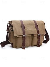 cheap Men's Bags-Men's Vintage Canvas Messenger Bag, Multi-Color Large Capacity Crossbody Shoulder Bag with Multiple Pockets for Work, Travel, Daily Commute