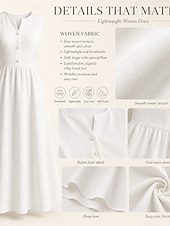 abordables Casual Dresses-Women's Midi Dress Sundress White Dress Summer Dress Vacation Beach Regular Fit Floral Graphic Sleeveless V Neck White Light Yellow Camel Brown Summer Spring
