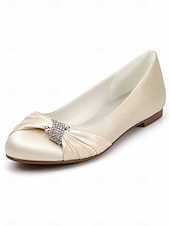 economico Madre della Sposa/Sposo-scarpe da sposa con tacco basso per la madre della sposa – eleganti scarpe da sera in raso color champagne per matrimoni formali