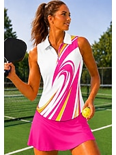 abordables Camisa de Mujer-Mujer Geométrico Tops Camisa deportiva Camisas de polo Camiseta de tenis Sin Mangas Cremallera Floral UPF50+ Resistente a los rayos UV Alta elasticidad Dispersor de humedad Transpirable Voleibol