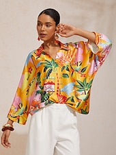economico Bluse e camicie-Top a maniche a pipistrello in raso setoso, ideale per una fuga estiva