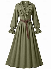  Medievale Rinascimento Vestito Lunghe Pirata Vichingo Costume Per donna Costumi da pirata Fantasia Halloween Carnevale Performance LARP Fiera Rinascimentale Adulti Vestito