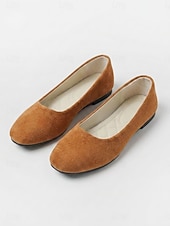 abordables Sandalias planas de mujer-Women's Red Classic Ballet Flats – Soft Faux Suede Slip-On Shoes with Cushioned Insole, Lightweight Flexible Sole and All-Day Comfort for Office, Work, Travel and Casual Wear