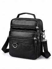 economico Borselli da uomo-Borsa a tracolla da uomo in pelle, borsa a spalla con cerniera e tasche multiple, ideale per lavoro, viaggi e uso quotidiano.
