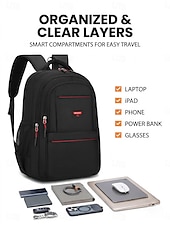 abordables Sacs à dos de Collège-Sac à dos noir pour homme, idéal pour le travail et les études, grande capacité, avec de multiples poches, résistant et doté de bretelles confortables.