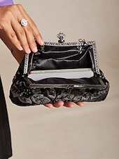 preiswerte Taschen-Women's Clutch Evening Bag Wristlet Shoulder Bags Polyester Party Wedding Party Beading Embroidery Chain Large Capacity Multi Carry Solid Color Flower Black Blue Green
