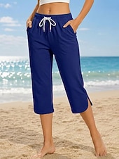 preiswerte Sportliche Shorts-Damen Caprihose Lässig Wadenlang Natürliche Taille Einfach Komfort Hohe Elastizität Urlaub Blau Violett Dunkelblau Pfauenblau Sommer Frühling Normale Passform