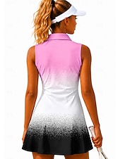 baratos Vestido Feminino-Mulheres Gradiente Vestido de tênis Vestido esportivo Vestido Polo de Tênis Sem Manga Esportivo Quarter Zip Elástico Redutor de Suor Respirável Voleibal Tênis Golfe Aberto para a Lateral Gola Alta