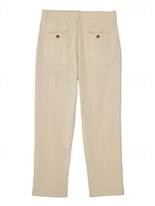 cheap Holiday-Men's Cotton Linen Pants Trousers Summer Pants Baggy Pants Beach Pants Pleated Pocket Solid Color Comfort Breathable Full Length Casual Daily Outdoor Vacation Fashion Loose Fit Blue White Inelastic