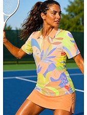 preiswerte Damenbluse-Damen Blumenmuster Sporthemd Golf-Poloshirt Tennis Shirt Tennis-T-Shirt Kurzarm Blumen Knöpfe UPF50+ UV-beständig Hohe Elastizität Feuchtigkeitsableitend Atmungsaktiv Volleyball Tennis Golfspiel