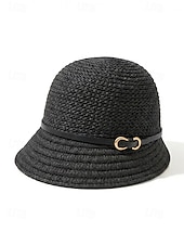 abordables Sombreros de mujer-Sombrero de sol de poliéster tejido para mujer, estilo cloche multicolor con ala larga en la parte delantera y corta en la trasera. Sombrero ligero ideal para vacaciones de verano, playa, viajes,